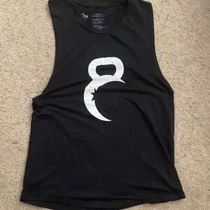 ZYIA Black Tank Top with White Kettlebell Design